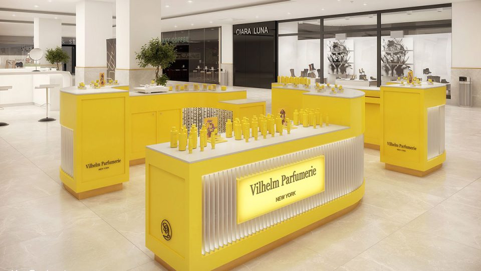 Wizualizacje wnętrz drogeryjnego stoiska handlowego w centrum handlowym