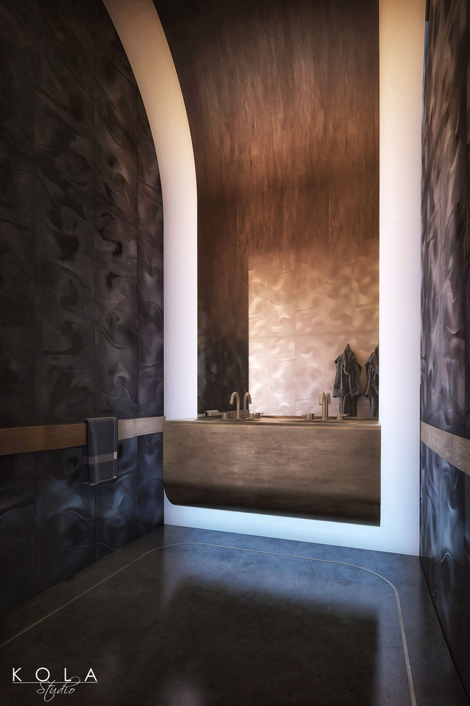 Wizualizacje designerskiej łazienki w luksusowym apartamencie