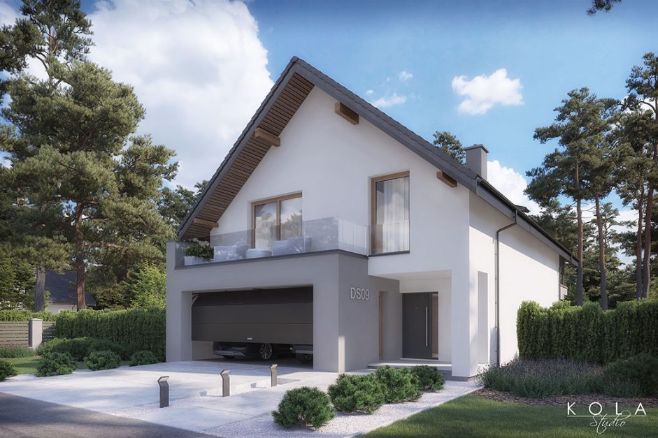 Fotorealistyczna wizualizacja marketingowa domu jednorodzinnego z ogrodem na sprzedaż