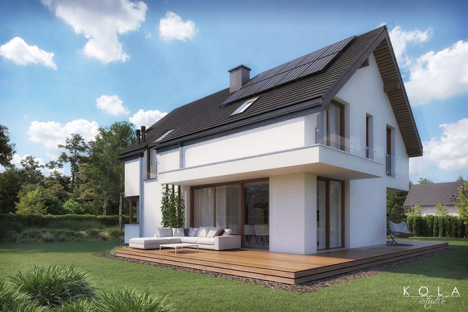 Wizualizacja 3d typowego polskiego domu jednorodzinnego