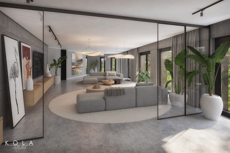 Wizualizacja 3d nowoczesnego mieszkania typu penthouse