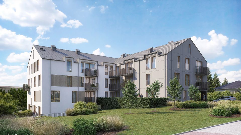 Wizualizacja 3d 4 piętrowego, wielorodzinnego budynku mieszkalnego, zlokalizowanego w spokojnej części Krakowa